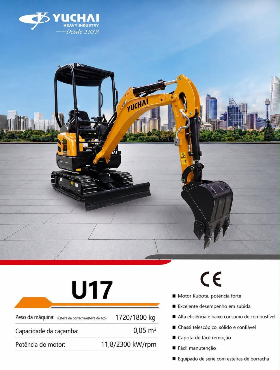 Mini escavadeira Yuchai U17
