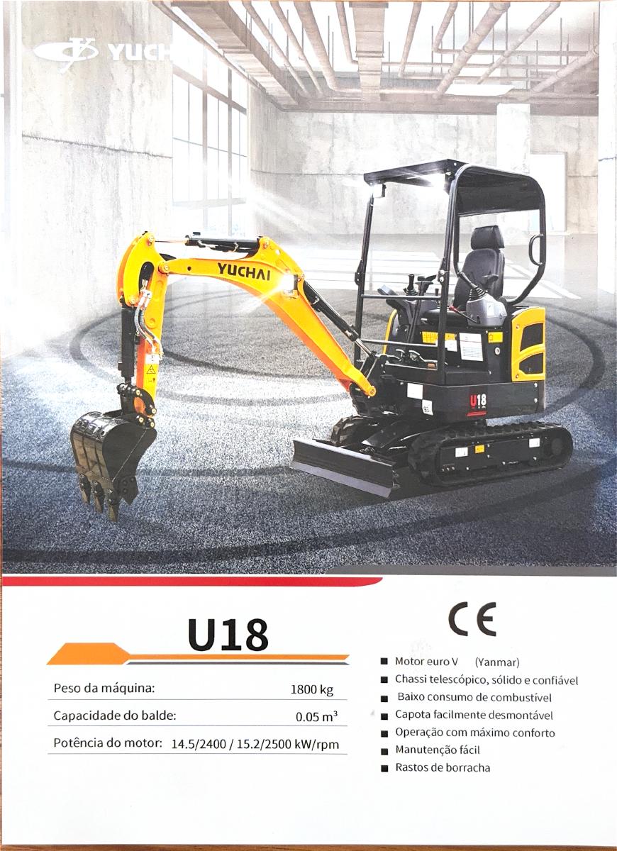 Mini escavadeira Yuchai U18