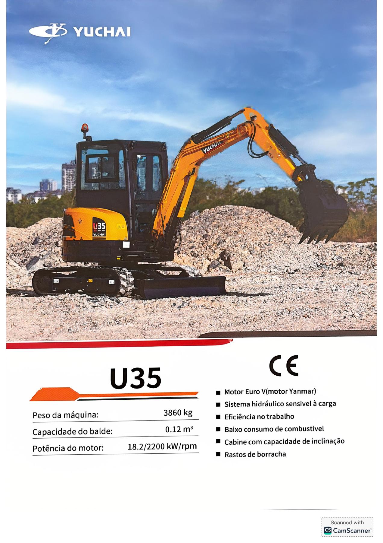 Mini escavadeira Yuchai U35